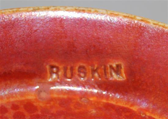 An unusual Ruskin orange lustre bowl, c.1910, 26cm diam.